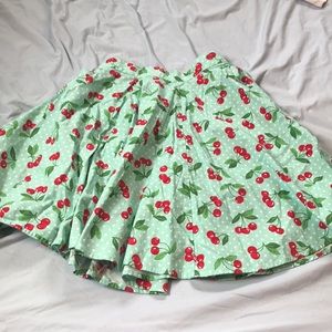 Sea foam cherry print circle skirt